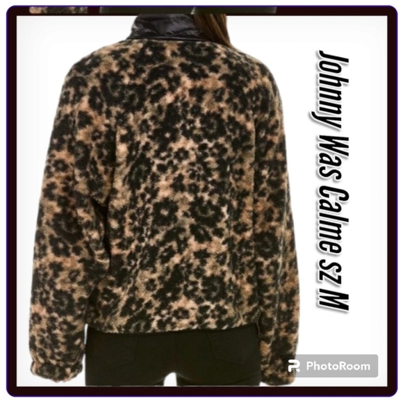 NWT Johnny Was Calme Fleece Shapra Jacket Black and Tan Floral Printed - Picture 2 of 14